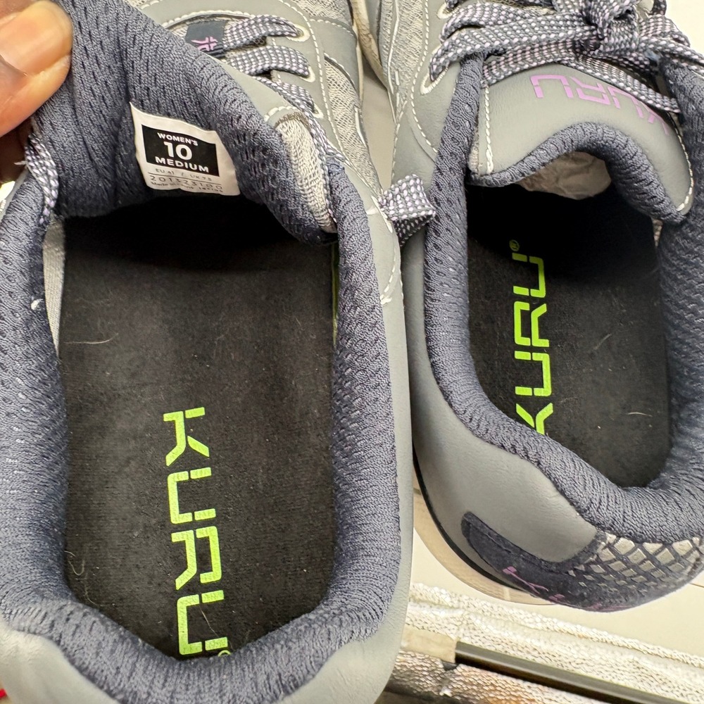 Kuru Quantum Grey Purple Mesh Walking Shoes Mens 8.5 Womens 10 Wide Toe Box